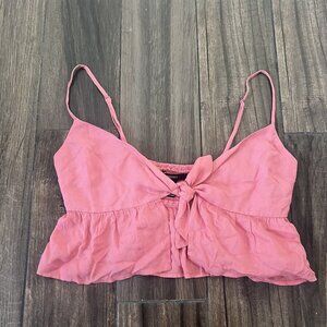 Forever 21 Pink Crop Top Tie Front Size Medium